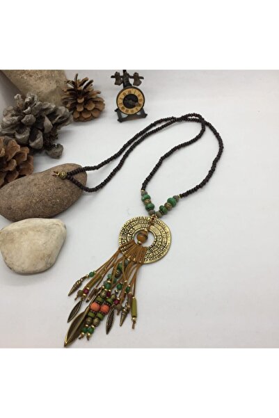 Porsuk Alternatif El Yapımı Etnik Otantik Bohem Kazak Üstü Uzun Kolye