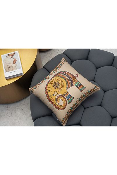 stellahomes Ethnic Indian Embroidered Cream Backdrop - Κάλυμμα μαξιλαριού με ριχτάρι 3D ψηφιακής εκτύπωσης