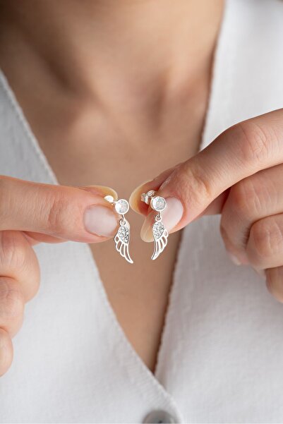 Silvano Jewelry 925 Ayar Gümüş Minik Kanat Çivili Küpe