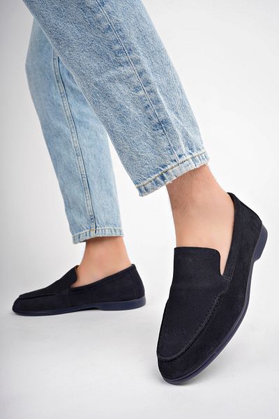Deripabuc Navy Blue Suede Genuine Leather Men's Shoes - Mrd25-0530