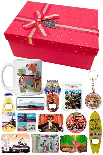 Dünyadan Hediyeler Japonya Hediye Kutusu 10 Parça Kupa Magnet Anahtarlık Kutu