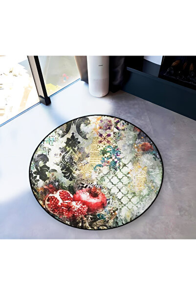 Rugs Modern Halı Mira Round Ethnic Pattern and Pomegranate Detailed Woven Bas...