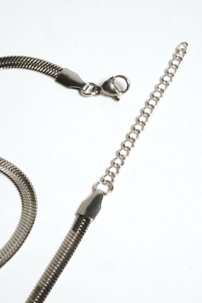 Chillin' سلسلة إيطالية عالية الجودة من الفولاذ المقاوم للتشويه فضي مسطح 45 سم قلادة مسطحة