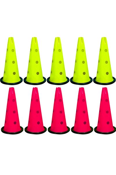 Kodispa Training Funnel - Set of 10 Yellow and Red with 40'cm Holes