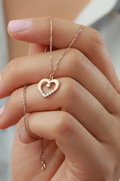 Silvano Jewelry 925 Ayar Kalpli Tektaş Gold Gümüş Kolye