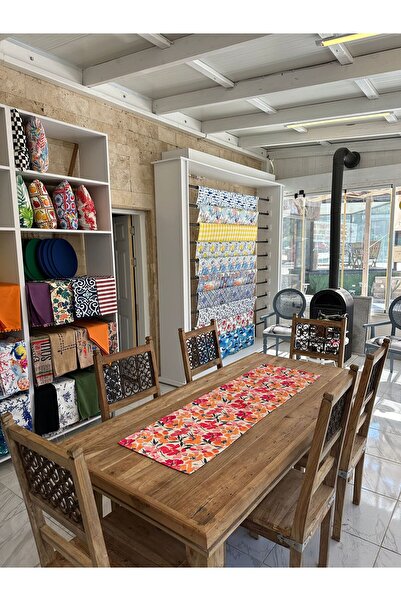 Karam Home Dekoratif Rengarenk Çiçekler Baskılı Runner