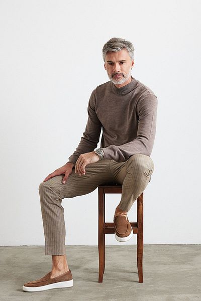 Livio Ferri Men's Slim Fit Slim Fit Half Turtleneck Turtleneck Knitwear Sweater