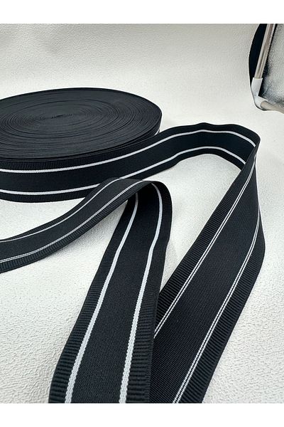 paşateks since 1995 şekil 5 Meters Black-White Striped Woven Tire - 3.5 Cm