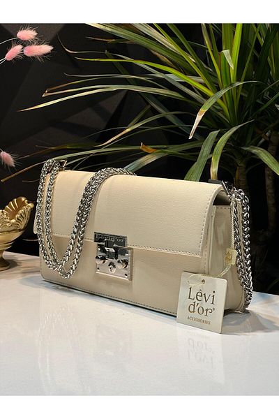 Levidor Faux Leather Beige Shoulder Bag - Special Color, Hand and Arm Detail 930154