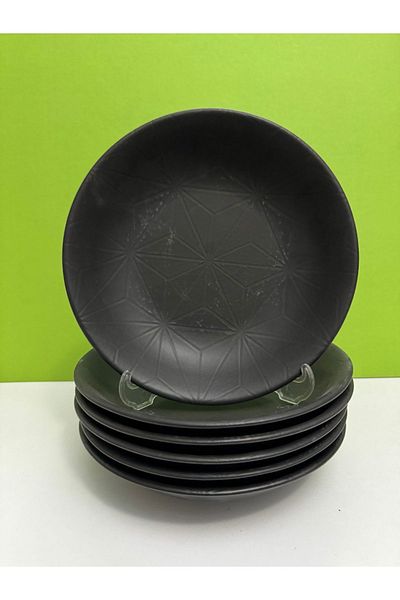 Kütahya Porselen Corendon Series - Black 20 Cm Pit Dinner Plate Set of 6