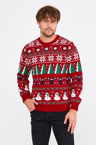 Tarz Cool Red Men's Christmas New Year Sweater-noelkzkr32s