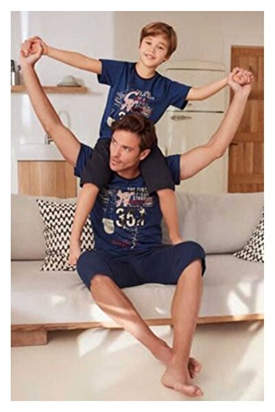 Feyza Pijama Erkek Indigo Kapri Pijama Takım