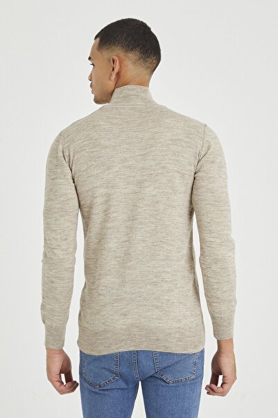 Tarz Cool Кам'яний чоловічий Slim Fit напіврибальський комір Акрил-бавовна суміш Basic трикотажний светр
