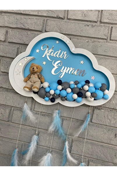 NeşeliAtölyem 45X30 cm Ledless Cloud Bubble Baby Door Ornament