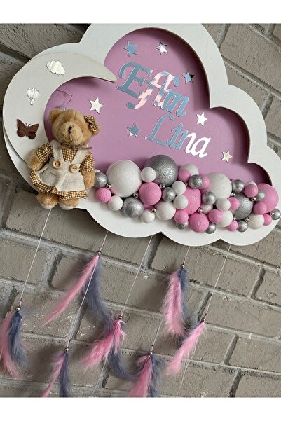 NeşeliAtölyem 45-30 Cm LED Bulbble Cloud Door Ornament