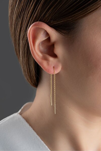 Silvano Jewelry 925 Ayar Gümüş Sallantılı Zincir Küpe