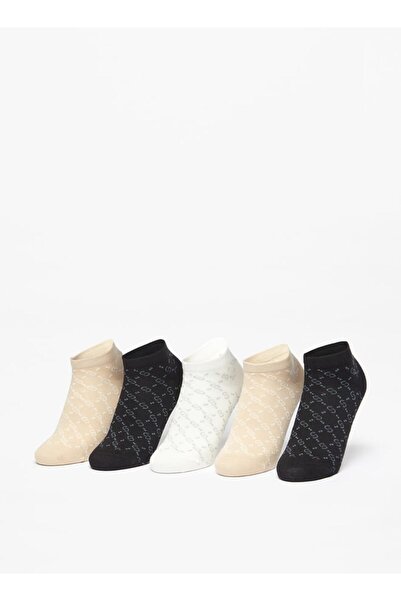 Celeste Logo Detail Ankle Length Non Terry Socks - Set of 5