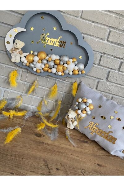 NeşeliAtölyem 45x30 Cm LED Cloud Bubble Baby Door Decoration Pillow