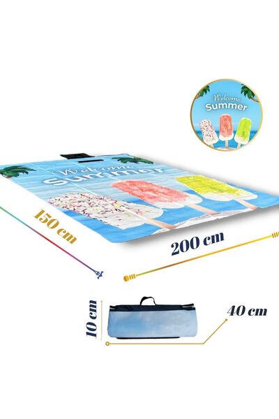 OKAVANGO 150x200 Cm Checked Floor Camping Mat - Water Resistant, Folding Picnic Beach Mattress