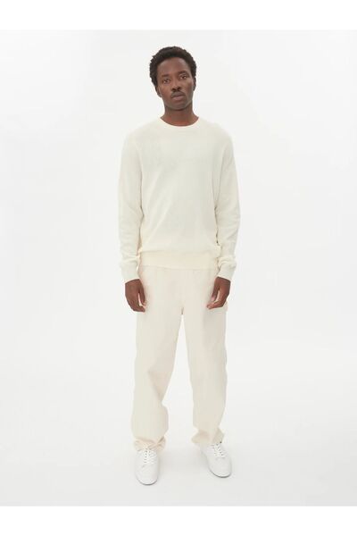 Tarz Cool White Men's Slim Fit Crew Neck Basic Knitwear Sweater