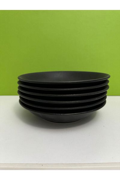 Kütahya Porselen Corendon Series - Black 20 Cm Pit Dinner Plate Set of 6