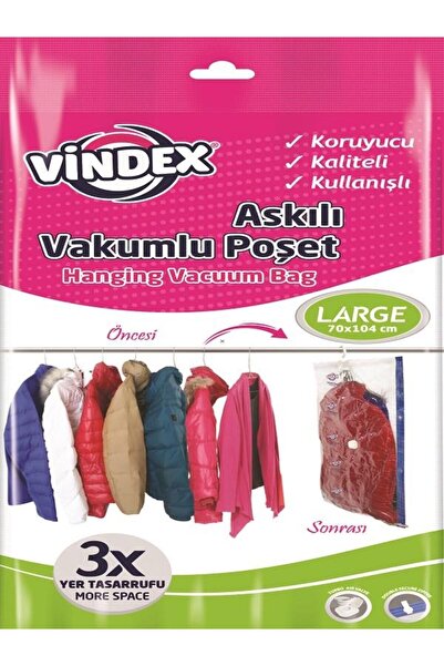 Vindex Askılı Vakumlu Poşet L 70 X 104 1 Adet 8682974021070