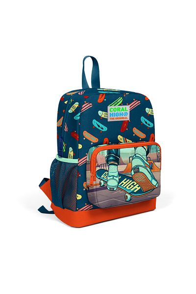 Coral Orange Children's School Bag with Two Compartments