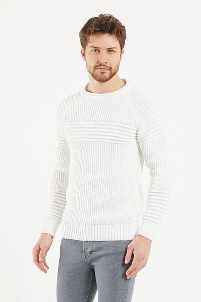 Tarz Cool Men's White Knitwear Sweater -trzcm28888r06