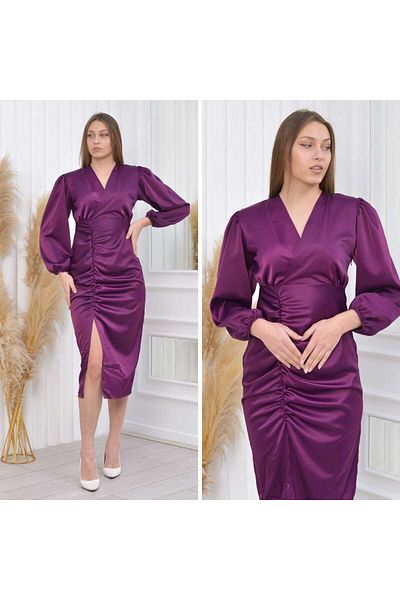CİXAPLE Slit Pencil Satin Dress