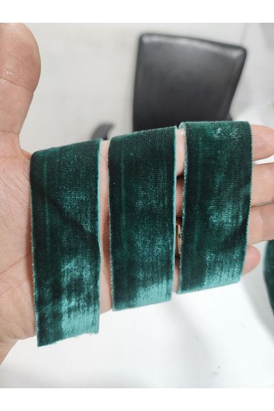 kadifecim 3CM ANNIVERSARY GREEN VELVET RIBBON SERIT