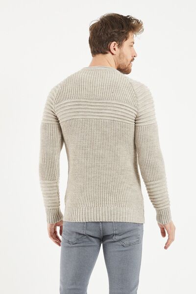 Tarz Cool Ανδρικό πλεκτό πουλόβερ κρέμας -trzcm28888r07