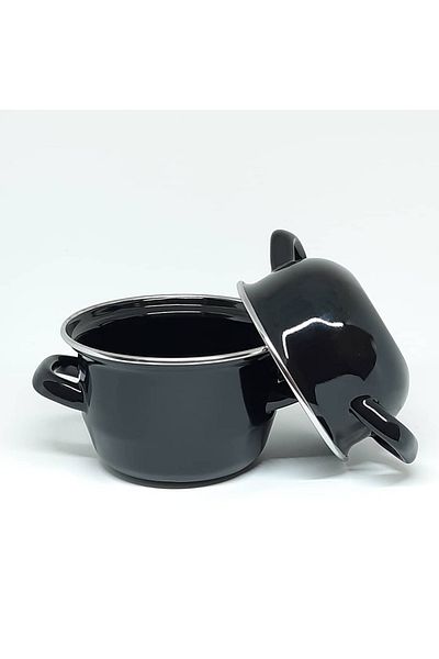 Avşar Enamel House - 14 cm Black Mini Midyé Pot