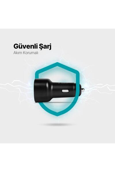 Ttec Şarj Akım Korumalı 48W USB-C+USB Girişli Araç Çakmaklık Şarjı Tüm Araçlarla Uyumlu Araç Şarj