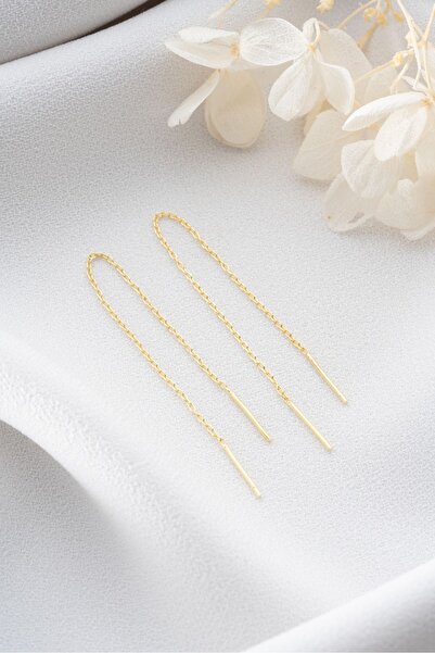 Silvano Jewelry 925 Ayar Gümüş Sallantılı Zincir Küpe