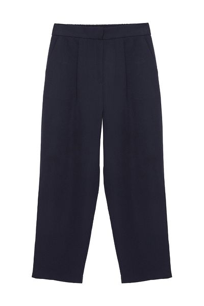 Quzu Navy Blue Fabric - Elastic Waist Trousers