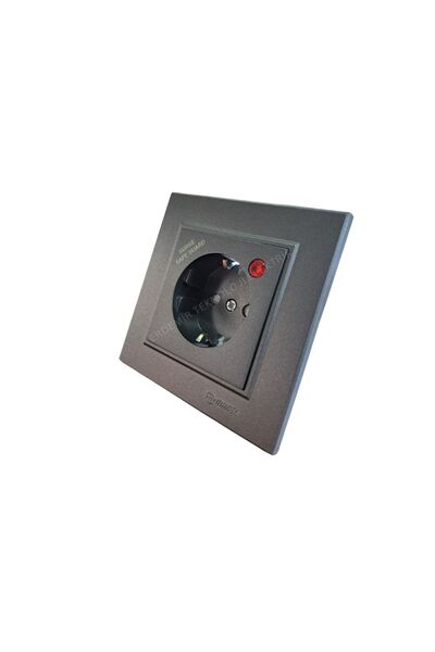 MAKEL KAREA FÜME SIVA ALTI ŞOK AKIM KORUMALI TOPRAKLI PRİZ+ TEKLİ ÇERÇEVE