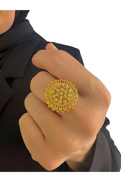 MaGold Dorika Toplu Maraş Telkari İşçiliği Mekik Altın Yüzük 14 Ayar