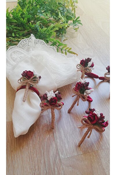 CWolf Bordo Çiçek Demeti 6'lı Peçete Yüzüğü