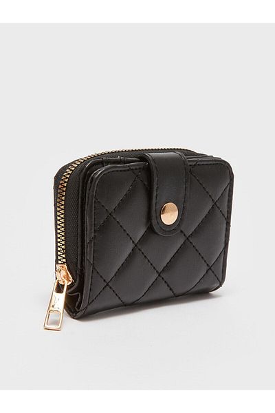 LC Waikiki Lcw Eco Black Quilted Leather Look Women's Wallet