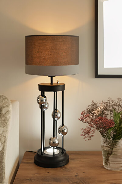 Vinner Clichy Statik Siyah Krom Küreli Spot Işıklı Metal Abajur- Gri Antrasit