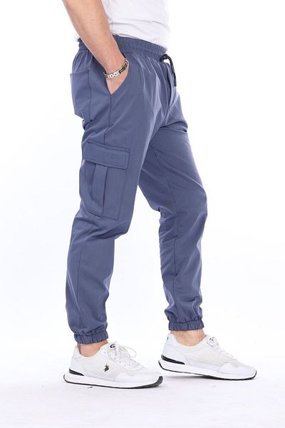 VIKUNYA Seasonal Polyester Blended Lycra Cargo Pants Quality Gabardine Fabric