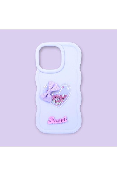 Turkuaz IPHONE 15; LÜKS 3D KALP TASARIMLI, KENARLARI DALGALI, DARBE ÖNLEYİCİ ...