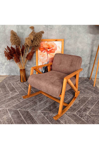 evodeko Nini Sallanan Ahşap Berjer | Koyu Kahve