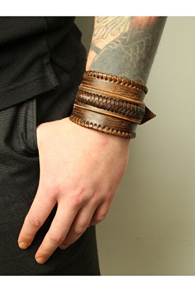 Serengeti El Yapımı Hakiki Deri Bileklik