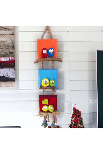 Taş boyama dekoratif Duvar süsü ve Balkon süsü bahçe süsü Hediyelik eşya ölçü:44cm*9cm