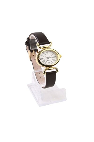 Force Retro Oval Minimal Deri Acı Kahve Kordon Vintage Kadın Kol Saati