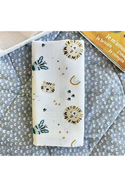 Mutlu Gün Marketi بطانية موسلين للأطفال حديثي الولادة - 80x80 سم، 100% قطن، ع...