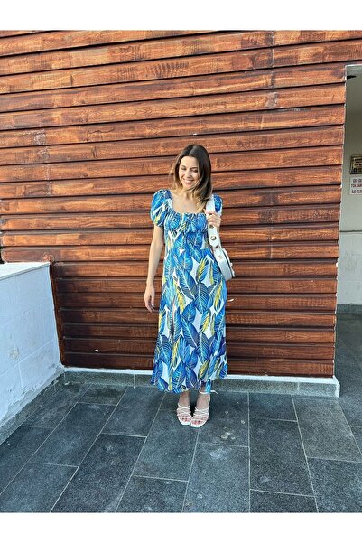 refisbutik Prenses Kol Yırtmaçlı Midi Boy Pinterest Elbisesi