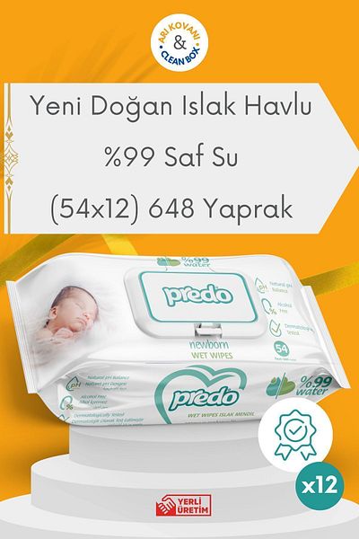 PREDO Newborn 99% Pure Water Wet Towels 12 Pack 648 Sheets