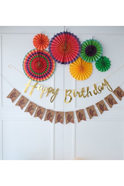 Partifabrik مجموعة زينة الدب تيدي والمروحة - عيد ميلاد لطيف